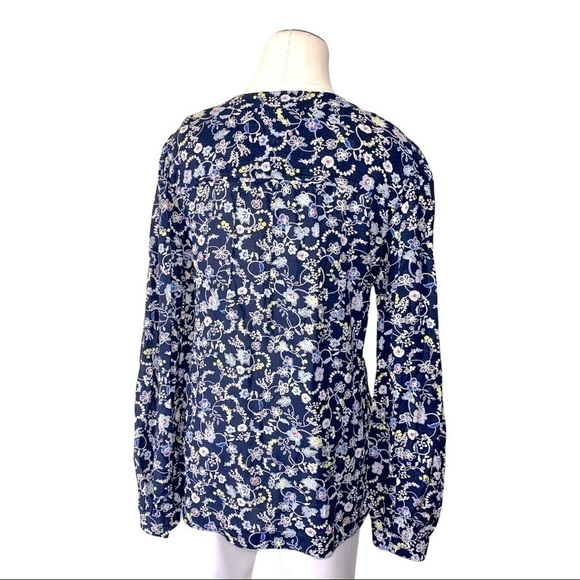 Gap Framed Zen Blouse M Modal Bohemian Springfield Top Blue Balloon Sleeve Shirt - Picture 4 of 11